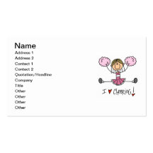 Pink Stick Figure Cheerleader T-shirts and Gifts Business Card Template
