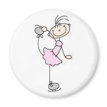 Pink Stick Figure Girl Skating Magnet