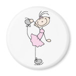 Pink Stick Figure Girl Skating Magnet