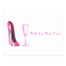 Pink Stiletto Shoe and Champagne Glass Post Card