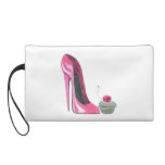 Pink Stiletto Shoe and Cherry Cupcake Bagettes Bag Wristlet Clutches