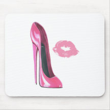 Pink Stiletto Shoe and Pink Lips Mousepads