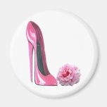Pink Stiletto Shoe Art and Beautiful Rose Magnets