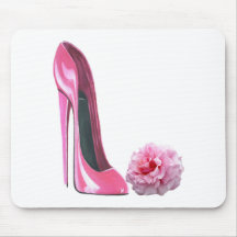 Pink Stiletto Shoe Art and Beautiful Rose Mousemats