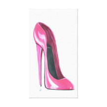 Pink Stiletto Shoe Art Wrapped Canvas Stretched Canvas Print