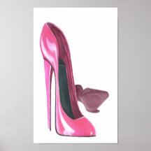 Pink Stiletto Shoes Art Poster