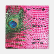 Pink Still Life Peacock Wedding Magnets