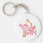 Pink Stork Baby Girl Key Chain