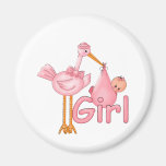 Pink Stork Baby Girl Magnets