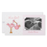 Pink Stork Baby Girl Photo Greeting Card