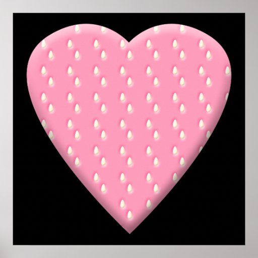 Pink Strawberry Heart. Poster