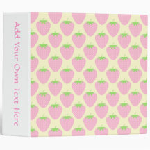 Pink Strawberry Pattern. Vinyl Binder
