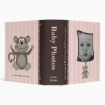 Pink Stripe Baby Photo Album with Monkey Binders