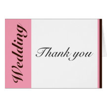 Pink Stripe Chocolate Brown Wedding Thank You Card