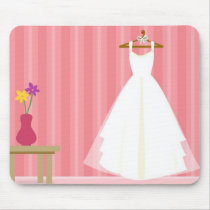 Pink Stripe Retro Wedding Dress Mousepad