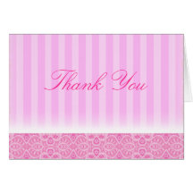 Pink Stripe Thank You Card