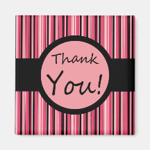 Pink Stripe Thank You Fridge Magnets