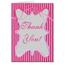 Pink Stripe Thank You Note Card