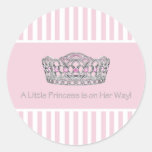 Pink Stripe Tiara Princess Envelope Seal Label Sticker