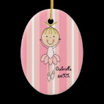 Pink Striped in Pink Ballerina Christmas Ornament ornaments