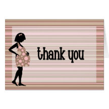 Pink Striped Thank You Card for baby