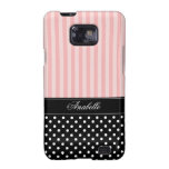 Pink Stripes and Polka Dots Custom Name Samsung Galaxy Cases