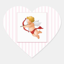 Pink Stripes - Cupid with Arrow Heart Stickers
