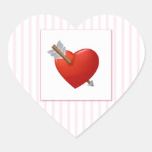 Pink Stripes - Red Valentine Heart Heart Sticker