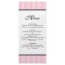 Pink Stripes Wedding Menu Customized Rack Card