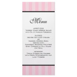 Pink Stripes Wedding Menu rack cards