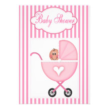 Pink Stroller Baby Shower Invitations