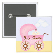 Pink Stroller Baby Shower Pin