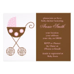 Pink Stroller Girls Baby Shower Invitation