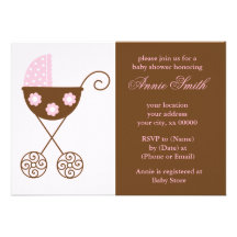 Pink Stroller Girls Baby Shower Invitation