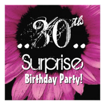 Pink Sunflower 30th Surprise Birthday Template Personalized Announcements