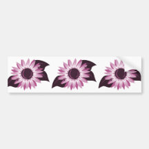 Pink Sunflower With Ladybugs Bumper Stickers