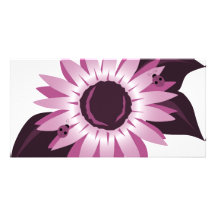 Pink Sunflower With Ladybugs Custom Photo Card