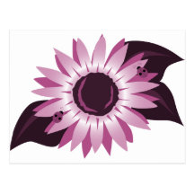 Pink Sunflower With Ladybugs Post Card