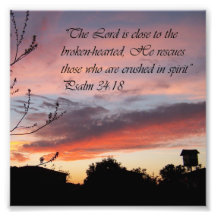 Pink Sunset Psalm 24:18 Encouragement Bible Print Photo Art