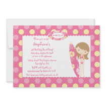 Pink surf's up swimming birthday party invitation