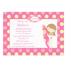 Pink surf's up swimming birthday party invitation