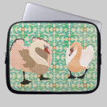 Pink Swanky Swans Green Computer Sleeve laptop sleeves