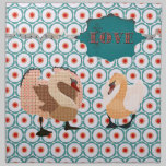Pink Swanky Swans Retro Turqoise & Red Love Napkin napkins