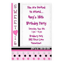 Pink Sweet 16 Birthday Invitations Announcements