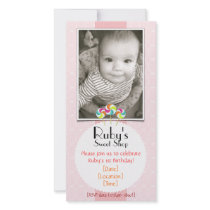 Pink Sweet Shop Lollipop Birthday Party Invitation