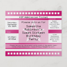 Pink Sweet Sixteen Star Ticket Flyer