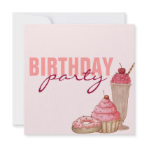 Pink Sweet Treats Birthday Invitation