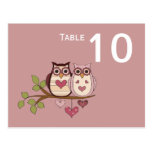 Pink Sweethoots Table Number Postcards