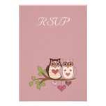 Pink Sweethoots Wedding RSVP Card Invites