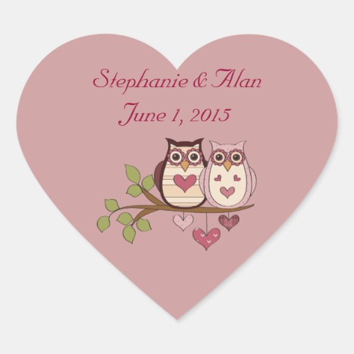 Pink Sweethoots Wedding Stickers